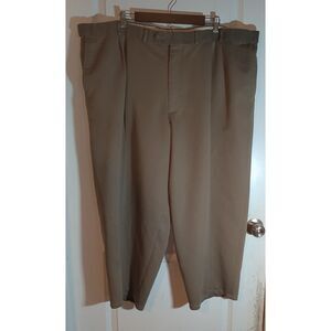 Men’s Khaki Dress Pants Slacks Flat Front Classic Fit Button Closure 46x30